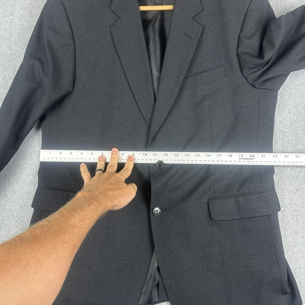 Tailors' Row Suit Mens 44R 36x31 Gray Wool 2 Piece Classic Fit Business Formal